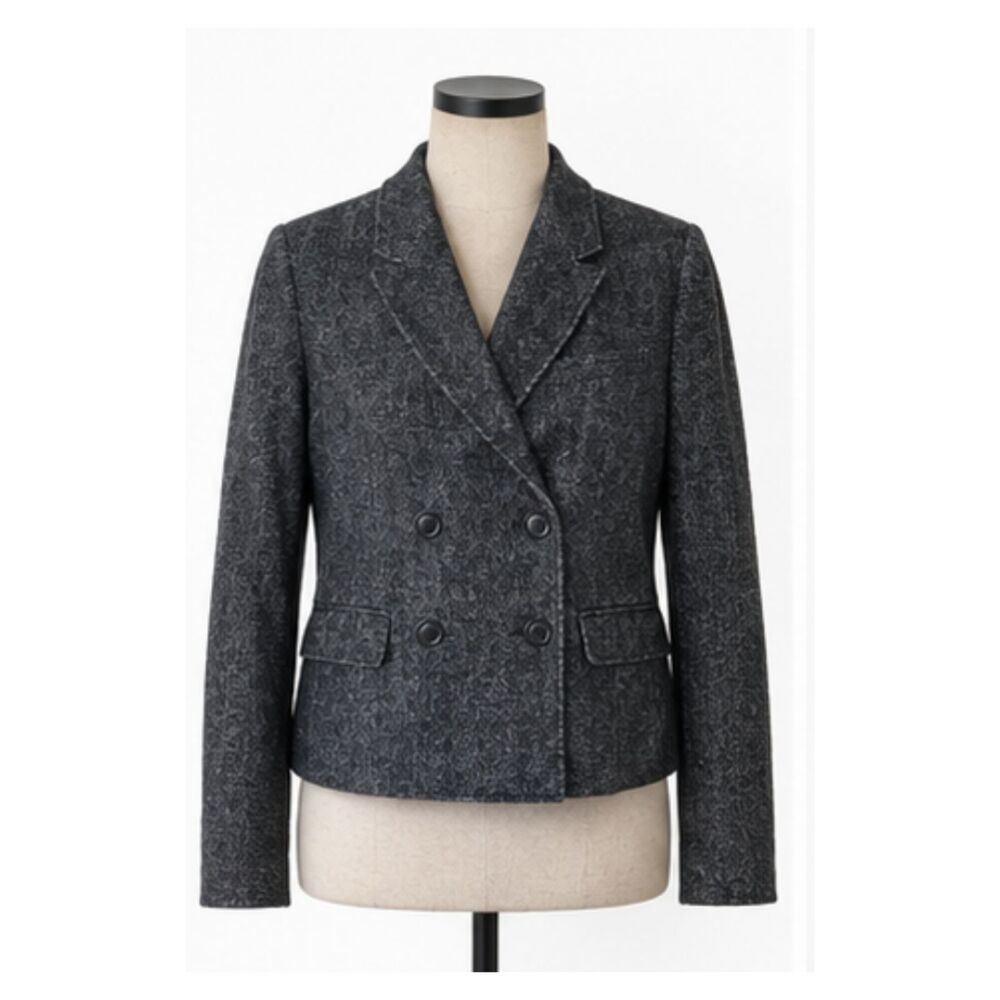 J.Crew Double Breasted Gray Tweed Cropped Blazer Jacket Women's Size 6